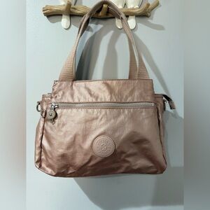 Kipling Elysia Tote Shoulder Bag Pink Metallic Purse Adjustable Strap Not Incl P